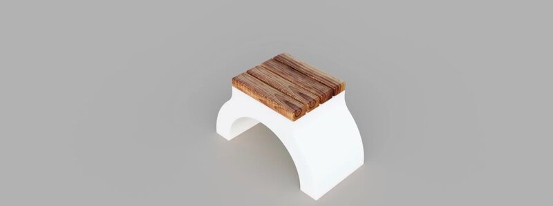 Scaun alb din beton si marmura – mobilier urban 35x40x41 cm